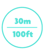 30 m / 100 ft max depth