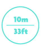 10 m / 33 ft max depth