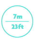 7 m / 23 ft max depth